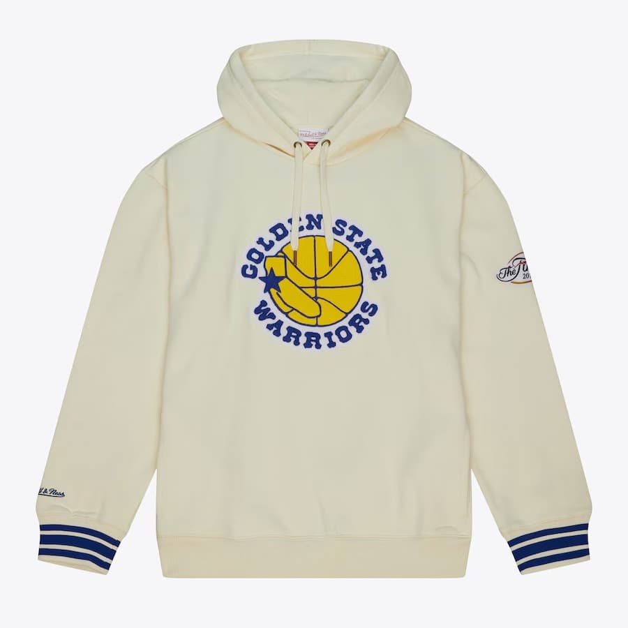 Худи Mitchell & Ness Cream Golden State Warriors Retro Chainstitch Heavyweight Pullover Hoodie