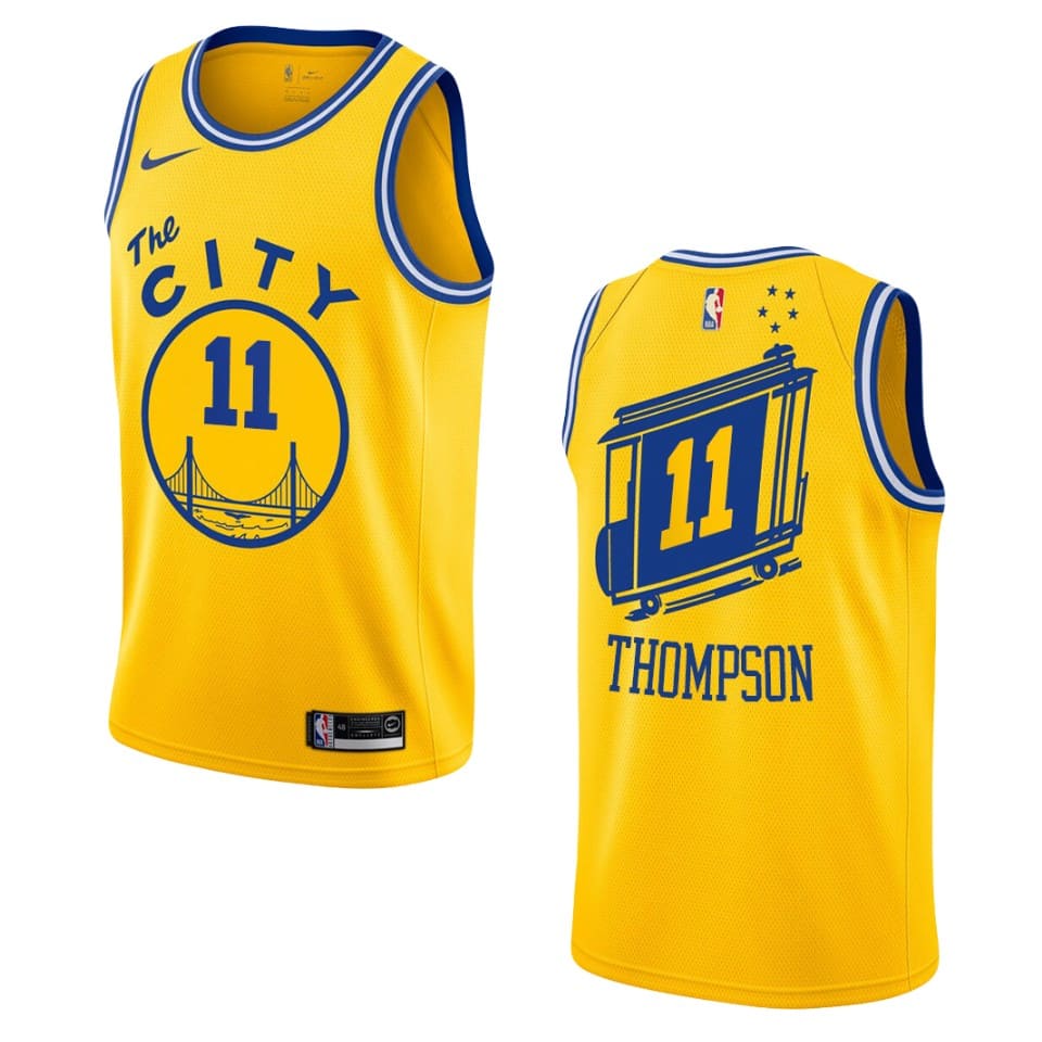 Баскетбольная джерси 2019-20 Warriors #11 Klay Thompson Hardwood Classics Swingman Gold Jersey