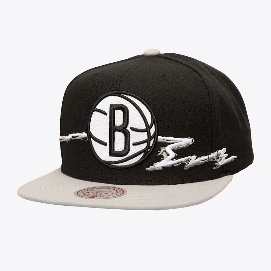Бейсболка Mitchell & Ness Black Brooklyn Nets Life Line Snapback Hat