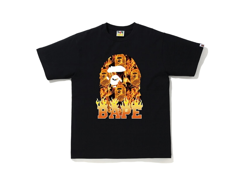 Футболка BAPE Ape Head Flame T-shirt Black/Orange