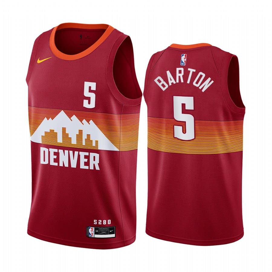 Баскетбольная джерси 2020-21 Denver Nuggets #5 Will Barton City Edition Orange Swingman Jersey