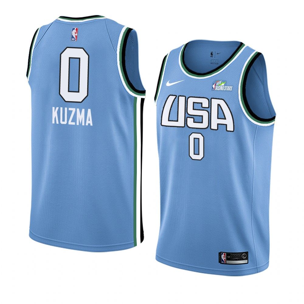 Баскетбольная джерси 2019 Kyle Kuzma Team USA #0 NBA Rising Star Blue