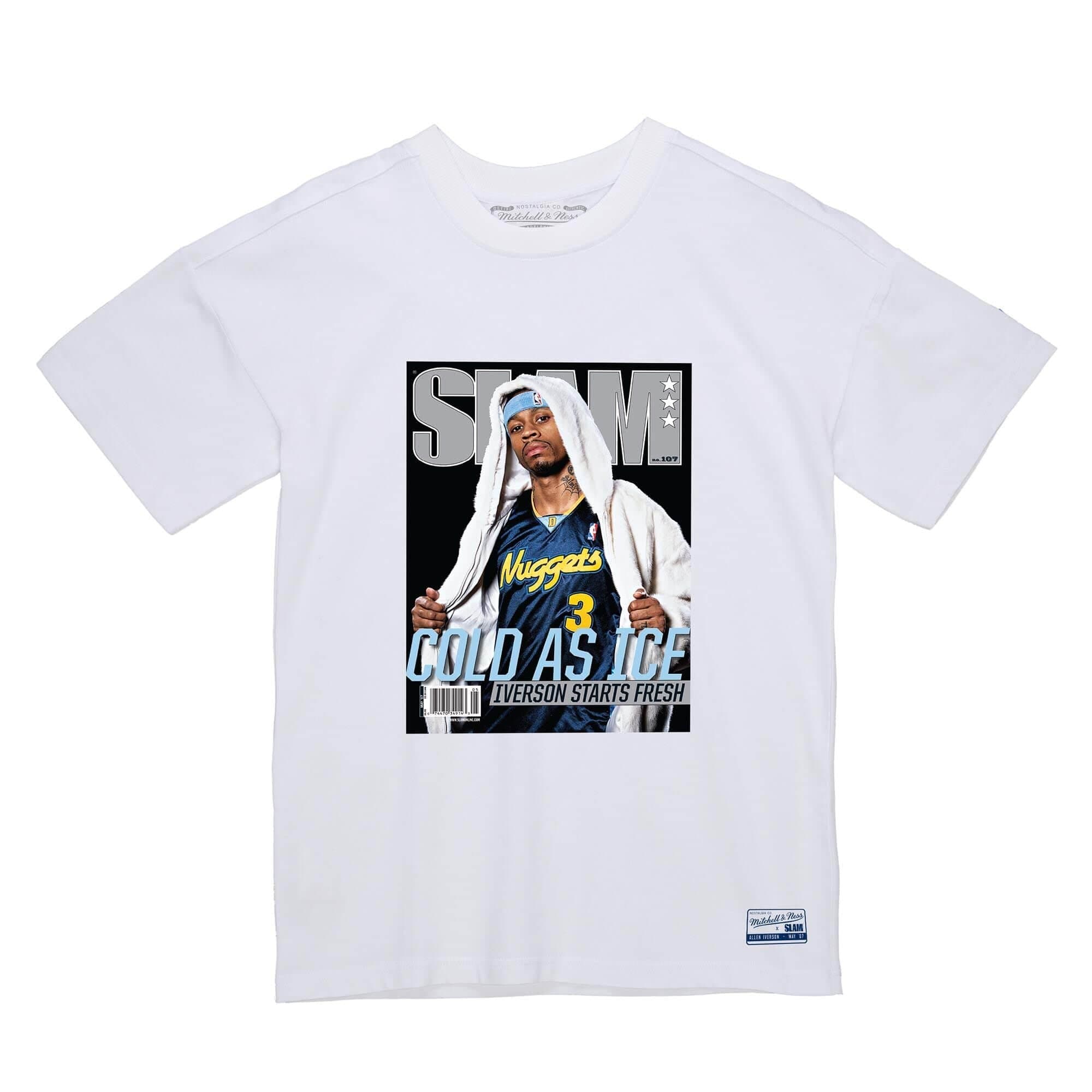 Футболка Mitchell & Ness Slam Covers Denver Nuggets Allen Iverson White T-Shirt