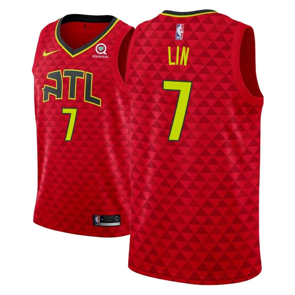Баскетбольная джерси 2018-19 Jeremy Lin Atlanta Hawks #7 Statement Red
