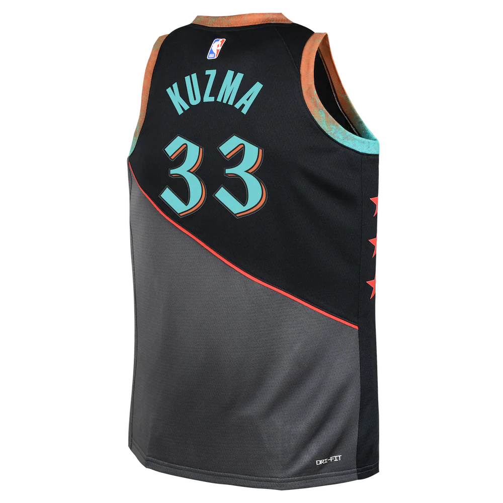 Баскетбольная джерси 2023-24 Washington Wizards Kyle Kuzma #33 Youth Swingman City Edition Black Jersey