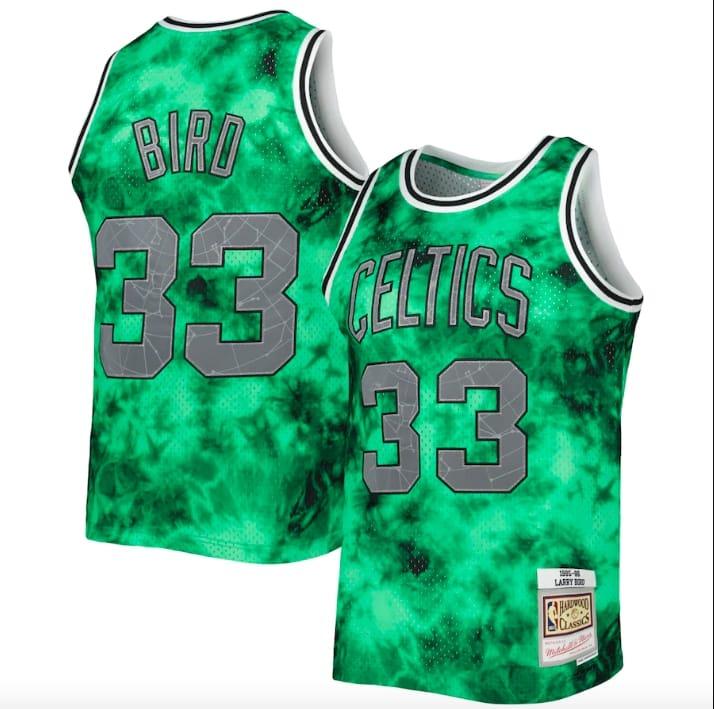 Баскетбольная джерси 1985-86 Boston Celtics #33 Larry Bird Galaxy Kelly Green Jersey