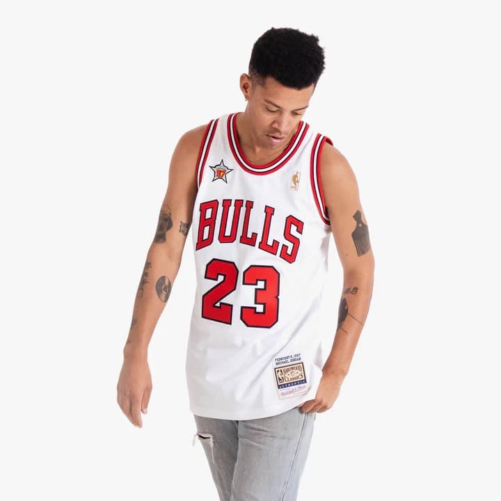Баскетбольная джерси 1997 All Star Game Michael Jordan #23 Authentic Hardwood Classic White Jersey