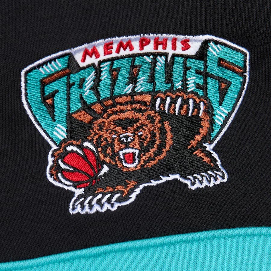 Худи Mitchell & Ness Black Memphis Grizzlies Vintage Logo Head Coach Fleece Pullover Hoodie