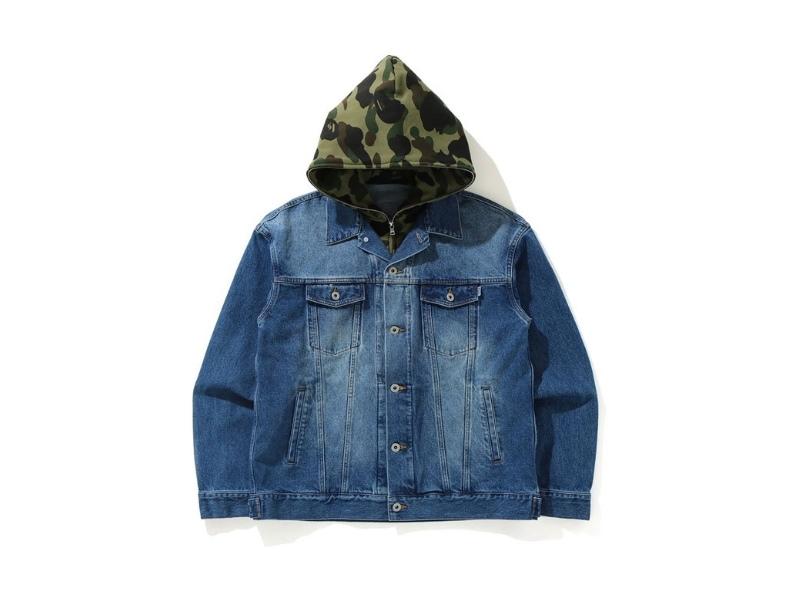 Джинсовая куртка BAPE 1st Camo Loose Fit Hoodie Denim Jacket Indigo