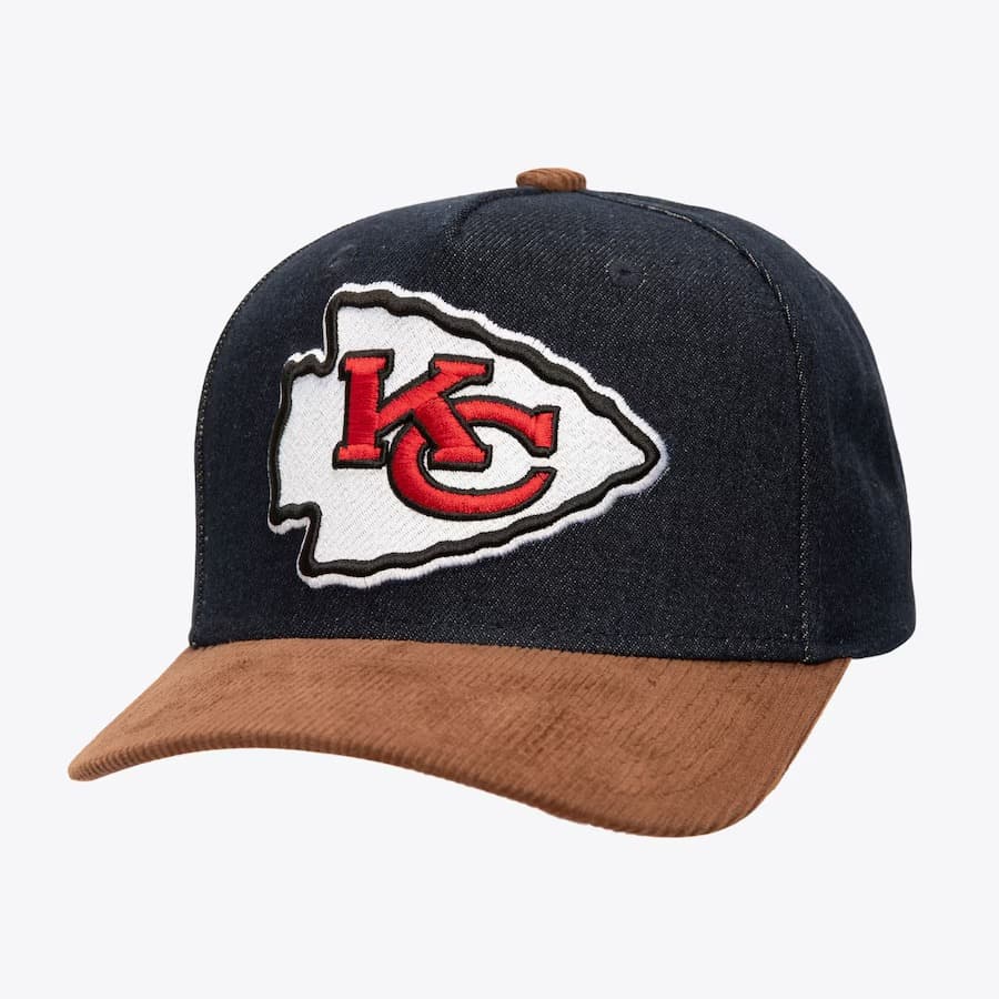 Бейсболка Mitchell & Ness Denim Brown Kansas City Chiefs Corduroy D-Stressed Pro Snapback Hat