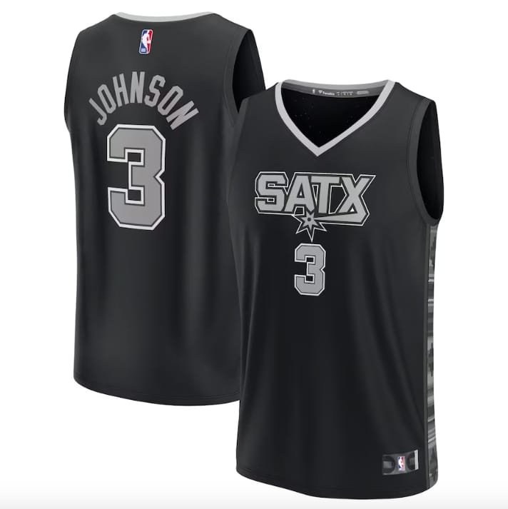 2022-23-San-Antonio-Spurs-3-Keldon-Johnson-Fast-Break-Statement-Black-Jersey-2