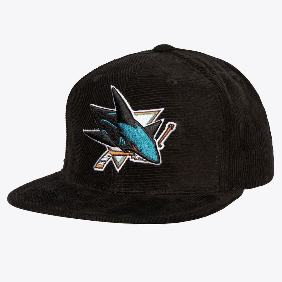 Бейсболка Mitchell & Ness Black San Jose Sharks All Directions Corduroy Snapback Hat