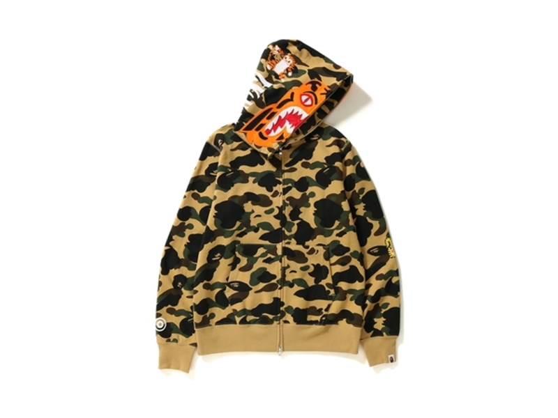 Худи BAPE 1st Camo Tiger Full Zip Hoodie Yellow