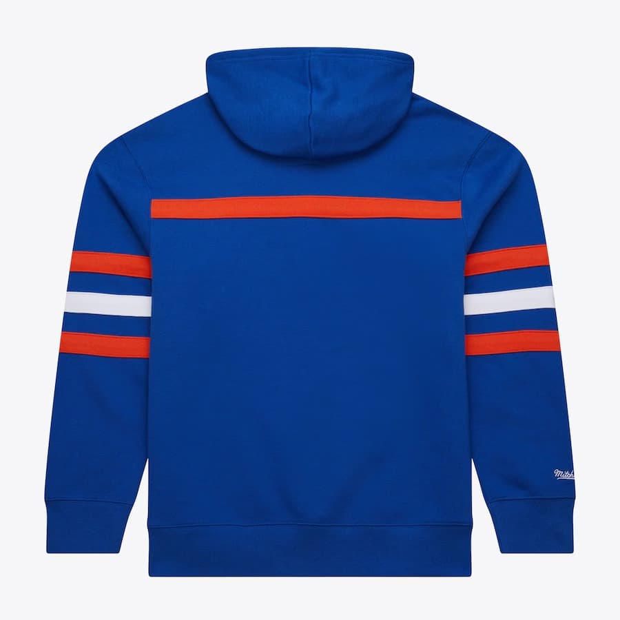 Худи Mitchell & Ness Blue New York Knicks Vintage Logo Head Coach Fleece Pullover Hoodie