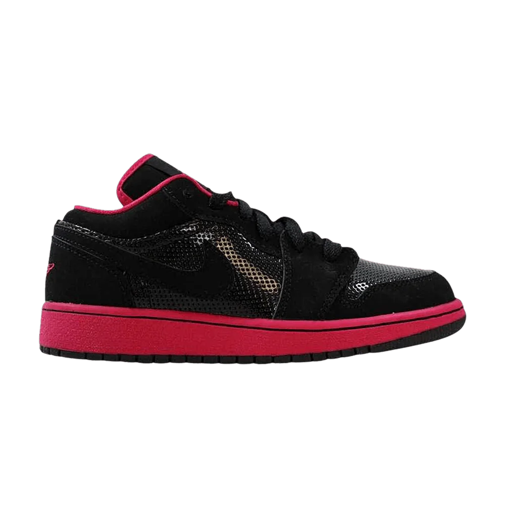 Krossovki-Air-Jordan-1-Low-GS-Black-Voltage-Cherry