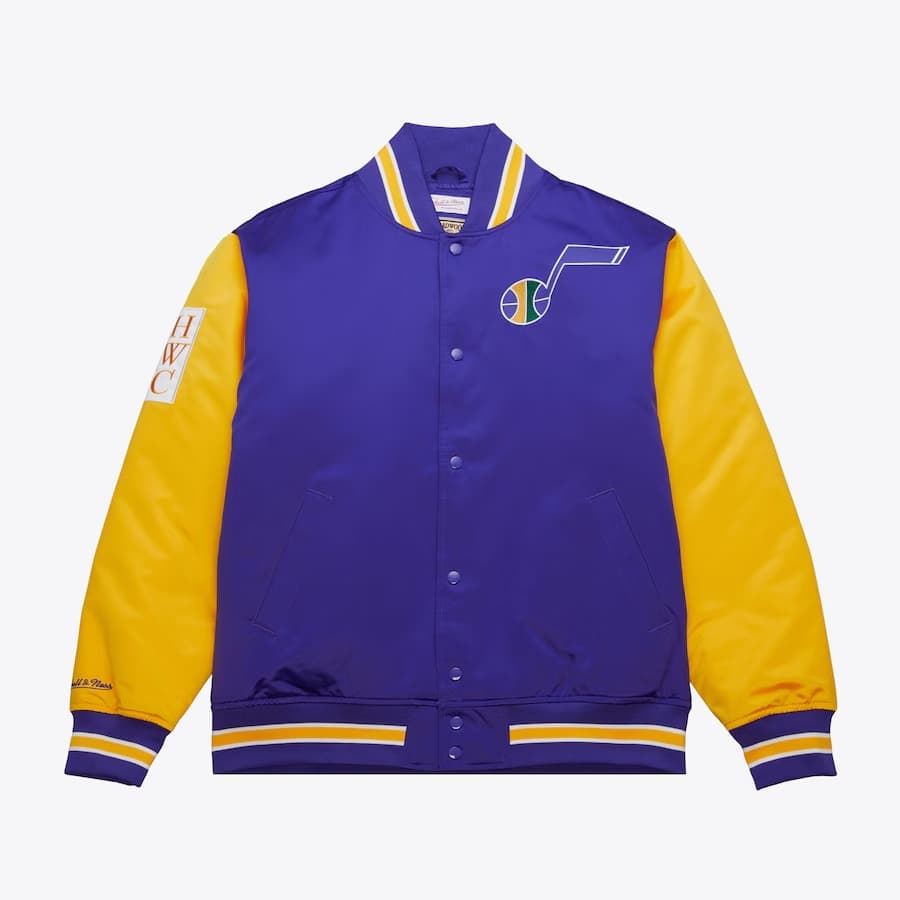 Бомбер Mitchell & Ness Purple New Orleans Jazz Primetime Vintage Satin Full-Snap Jacket