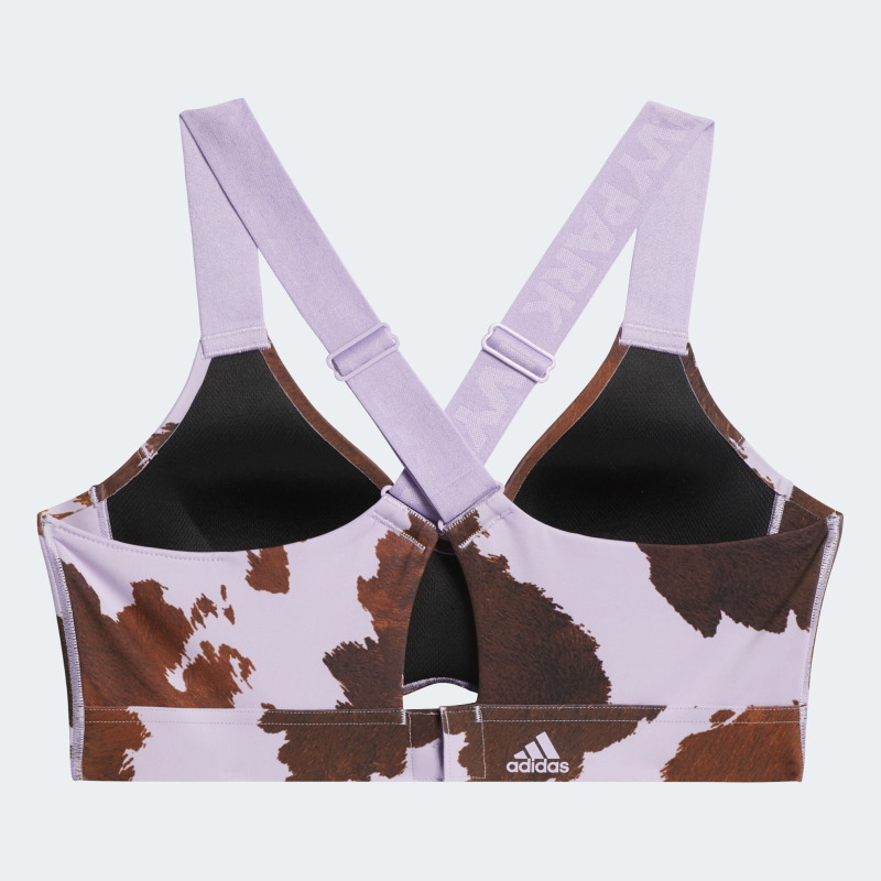 Спортивный топ adidas Ivy Park Medium-Support Cow-Print Cutout Bra AOP Cow Hide/Purple Glow