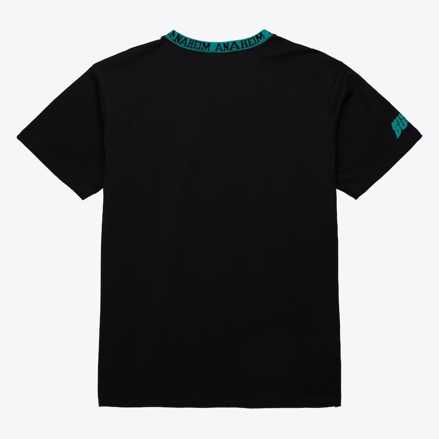 Футболка Mitchell & Ness Black Anaheim Ducks Jacquard Ringer Vintage Logo T-Shirt
