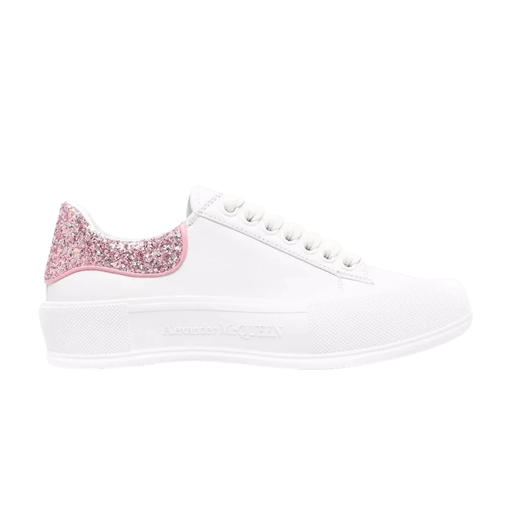 Кроссовки Alexander McQueen Wmns Deck Plimsoll 'White Rose Pink Glitter'