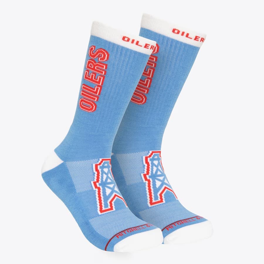 Спортивные носки Mitchell & Ness Light Blue Oilers Kick Off Crew Socks