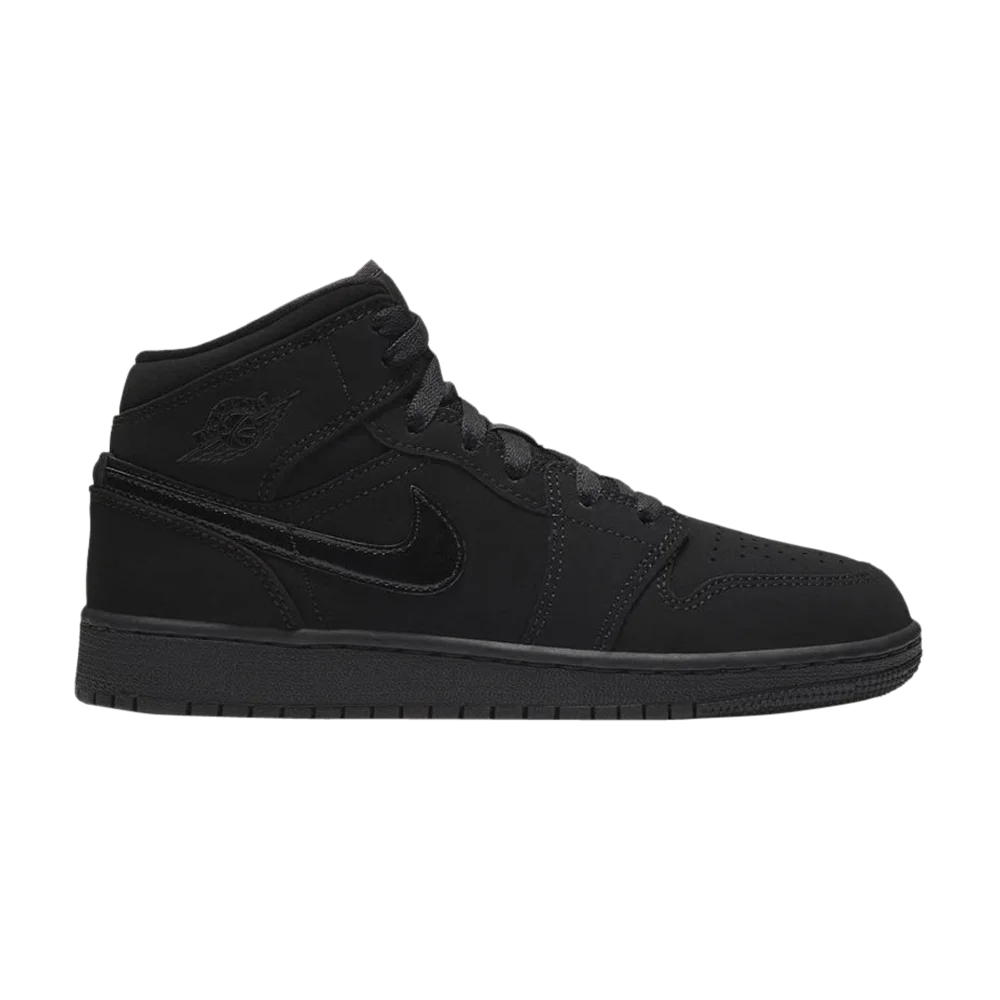 Krossovki-Air-Jordan-1-Mid-GS-Triple-Black