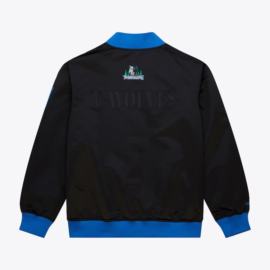 Бомбер Mitchell & Ness Black Minnesota Timberwolves Team OG 3.0 Satin Full Snap Jacket