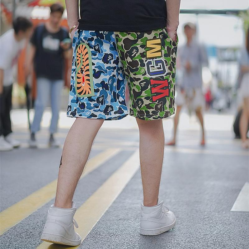 Спортивные шорты BAPE ABC Split Shark Shorts Green Blue