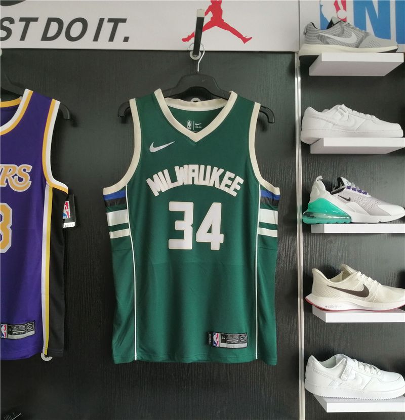 Баскетбольная джерси 2017-18 Giannis Antetokounmpo Bucks #34 Icon Green