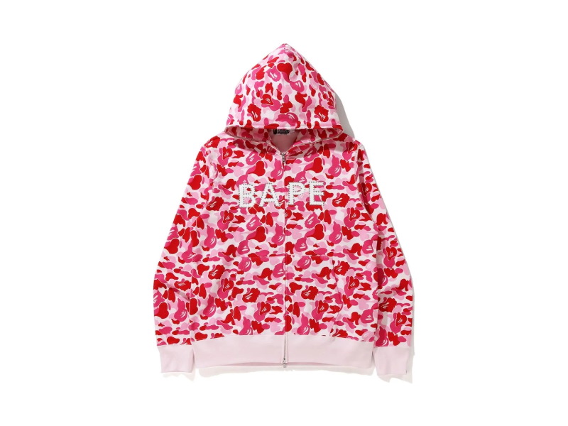 Худи BAPE ABC Camo BAPE Swarovski Full Zip Hoodie Pink
