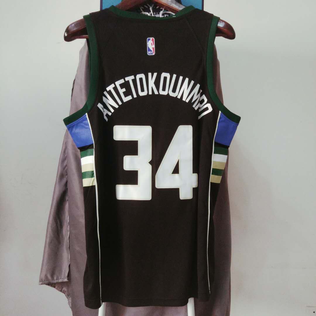Баскетбольная джерси 2017-18 Giannis Antetokounmpo Bucks #34 Statement Black