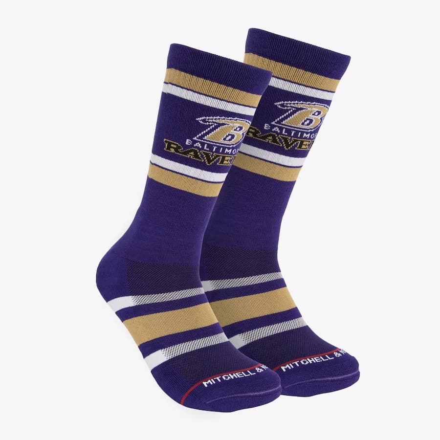 Спортивные носки Mitchell & Ness Purple Baltimore Ravens Team Stripes Crew Socks