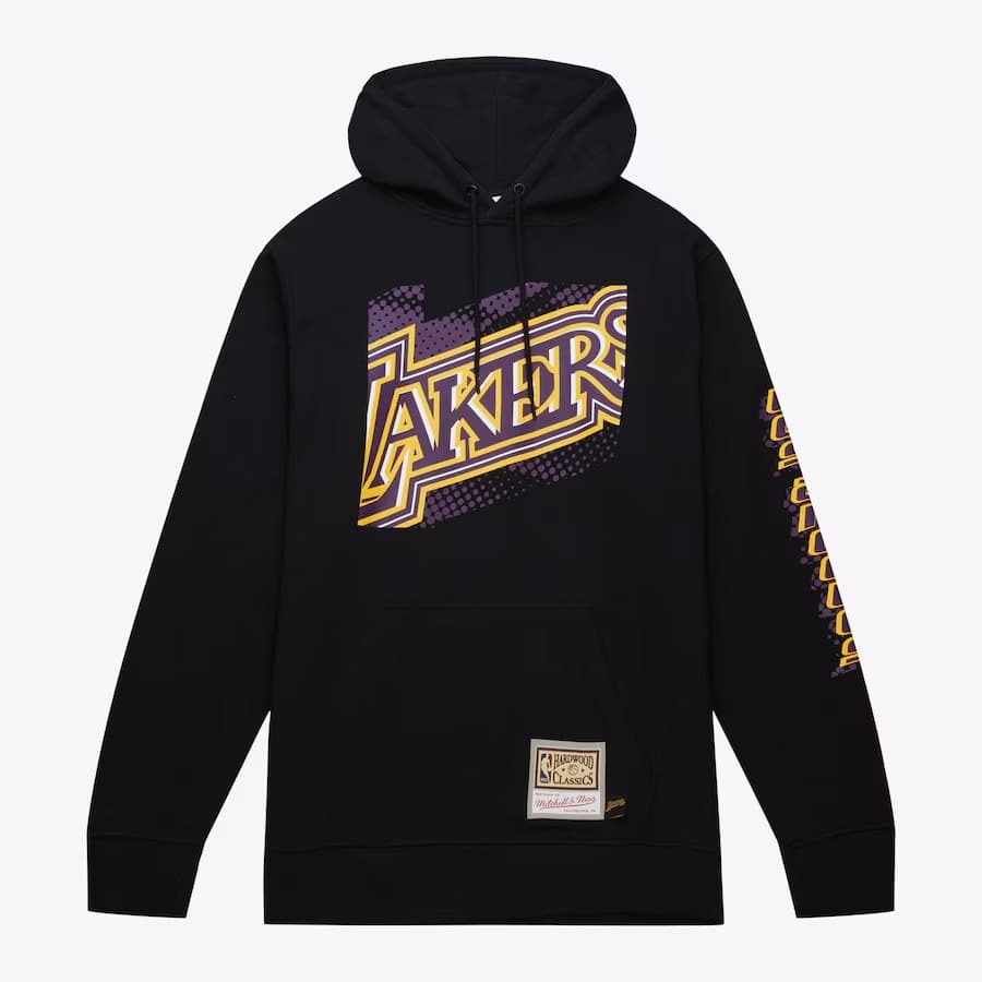 Худи Mitchell & Ness Black Los Angeles Lakers Big Face 7.0 Pullover Hoodie