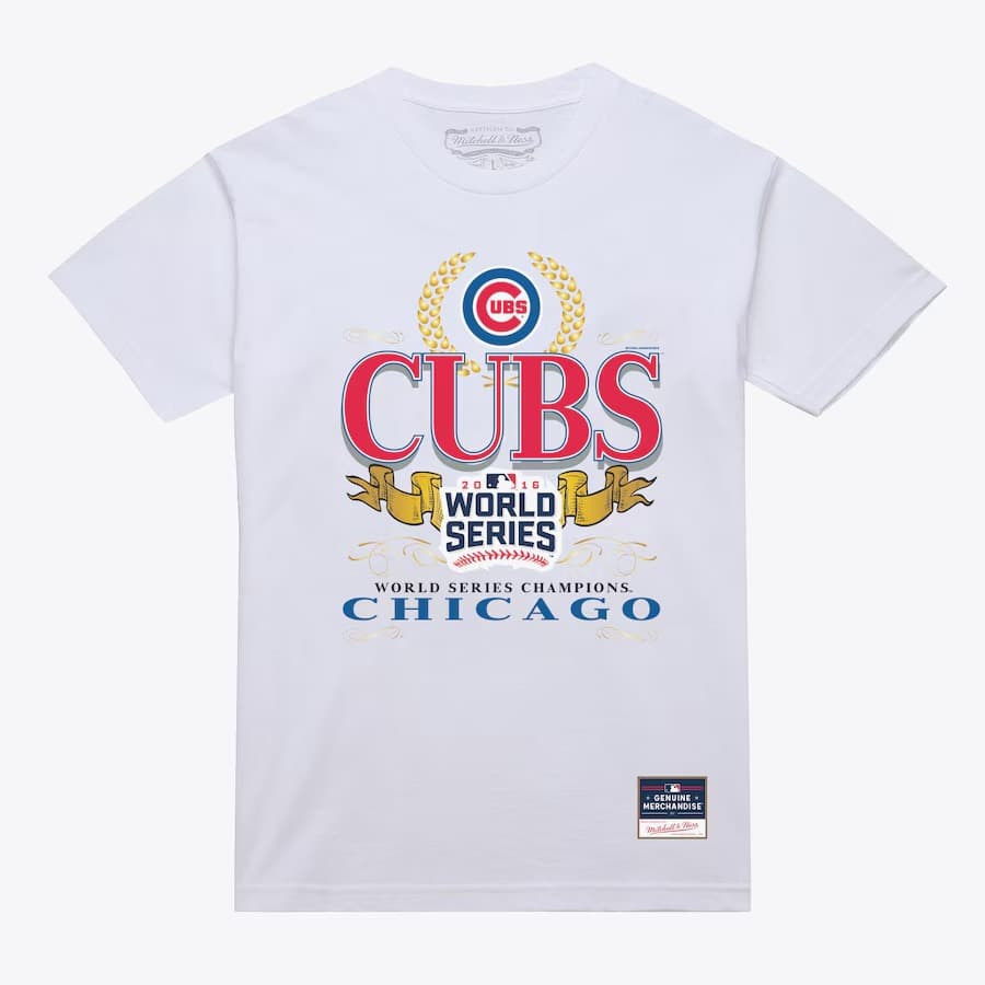 Футболка Mitchell & Ness White Chicago Cubs Pennant Chase T-Shirt