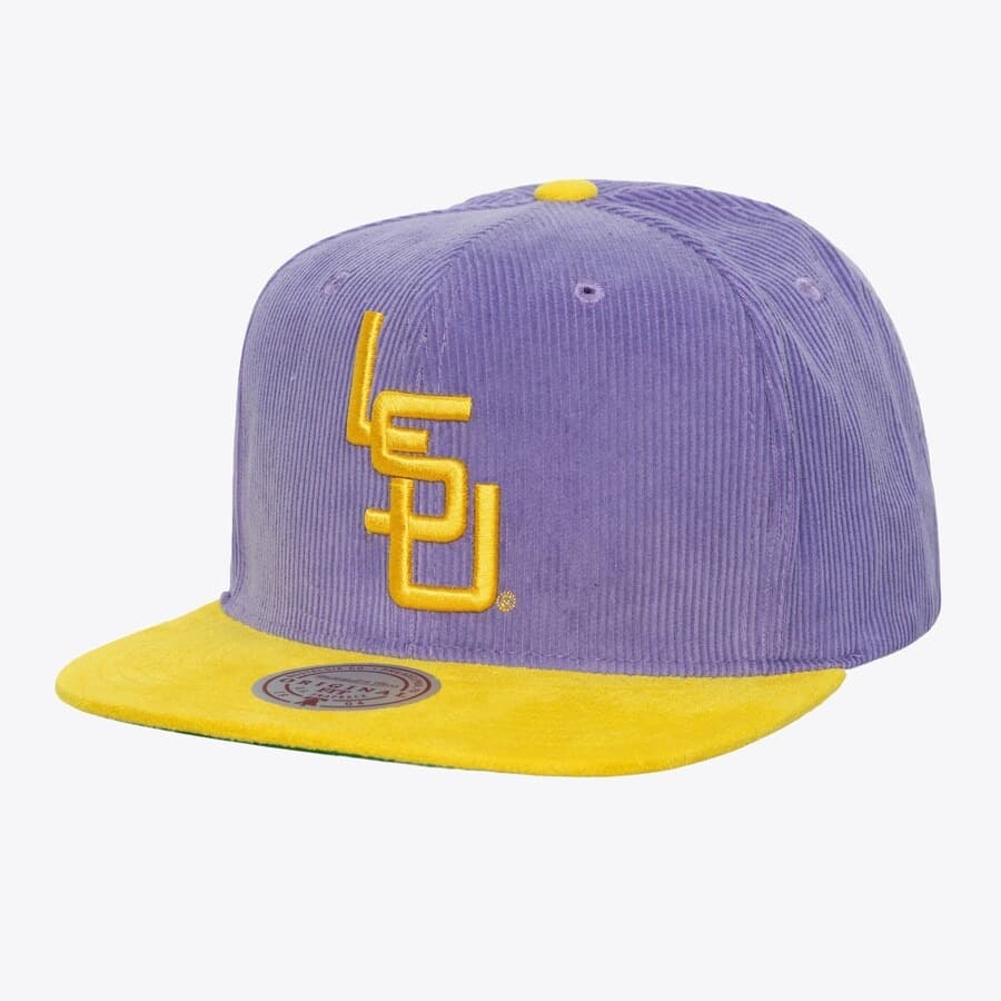 Бейсболка Mitchell & Ness Purple Gold LSU Tigers Vintage Sueduroy Snapback Hat