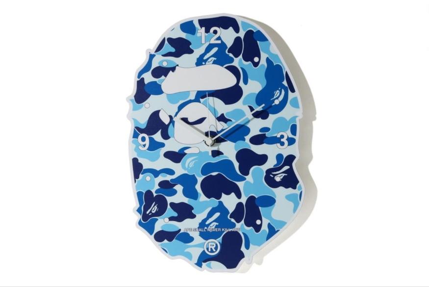 Настенные часы BAPE ABC Camo Ape Head Wall Clock Blue