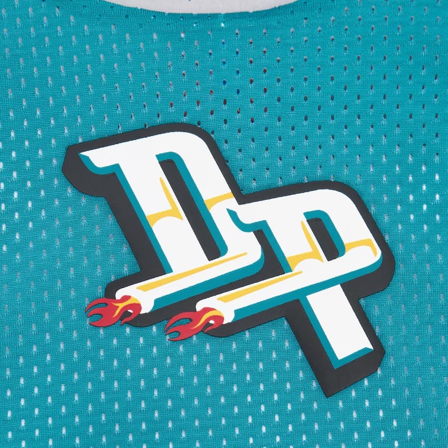 Майка Mitchell & Ness Teal Detroit Pistons Vintage Logo Mesh Practice Tank Top