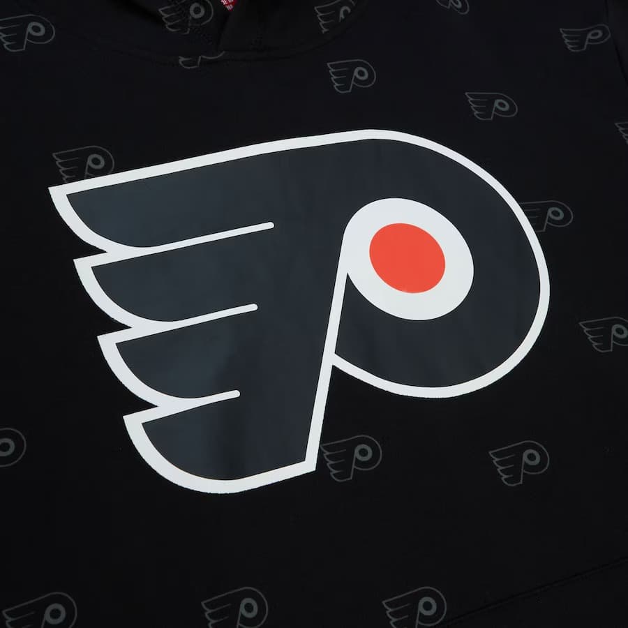 Худи Mitchell & Ness Black Philadelphia Flyers Allover Print Fleece Pullover Hoodie