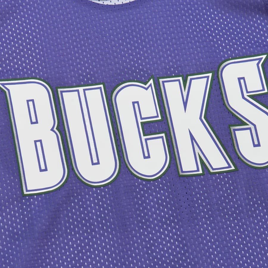 Майка Mitchell & Ness Purple Milwaukee Bucks Vintage Logo Mesh Practice Tank Top