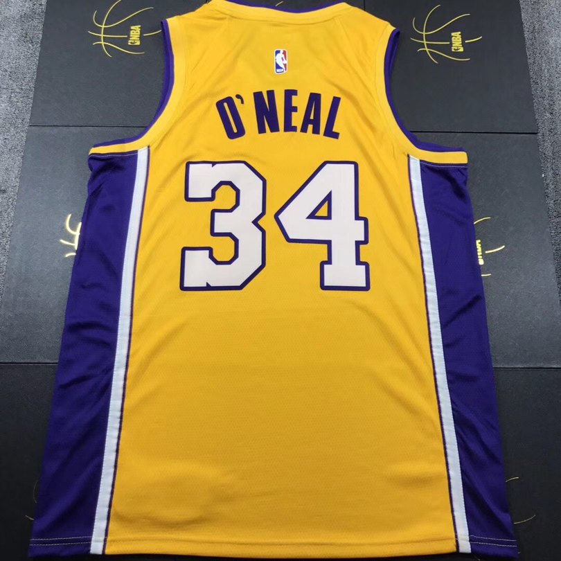 Баскетбольная джерси 2017-18 Shaquille O’Neal Los Angeles Lakers #34 Icon Gold