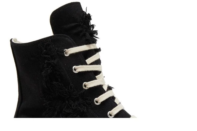 Кроссовки Rick Owens DRKSHDW Strobe Cotton Denim Slashed High 'Black Milk'