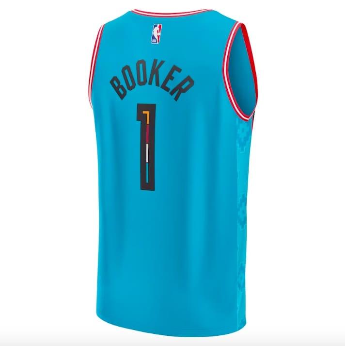 Баскетбольная джерси 2022-23 Phoenix Suns #1 Devin Booker Fastbreak City Turquoise Jersey