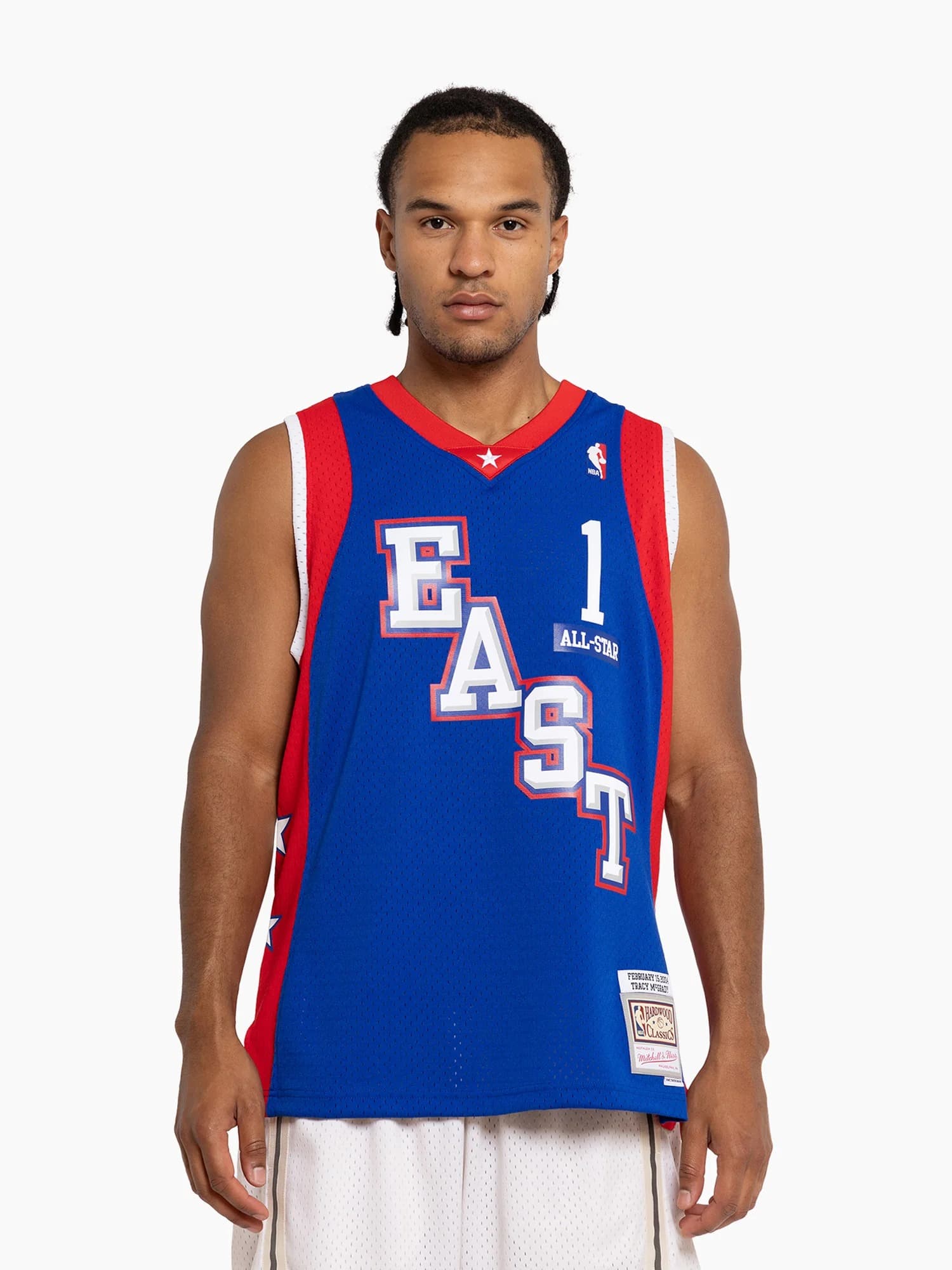 Баскетбольная джерси 2004 All Star Game Tracy McGrady #1 Hardwood Classics Throwback NBA Swingman Blue Jersey