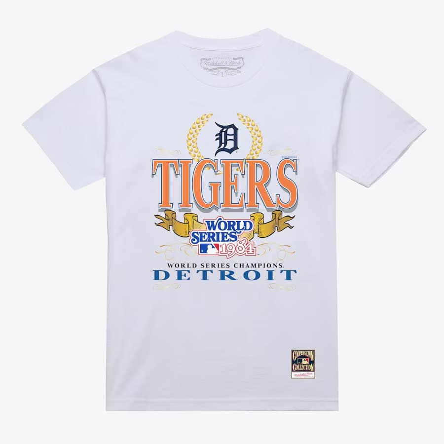 Футболка Mitchell & Ness White Detroit Tigers Pennant Chase T-Shirt