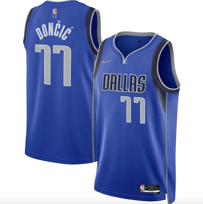 Баскетбольная джерси 2021-22 Dallas Mavericks #77 Luka Doncic Diamond Icon Blue Jersey