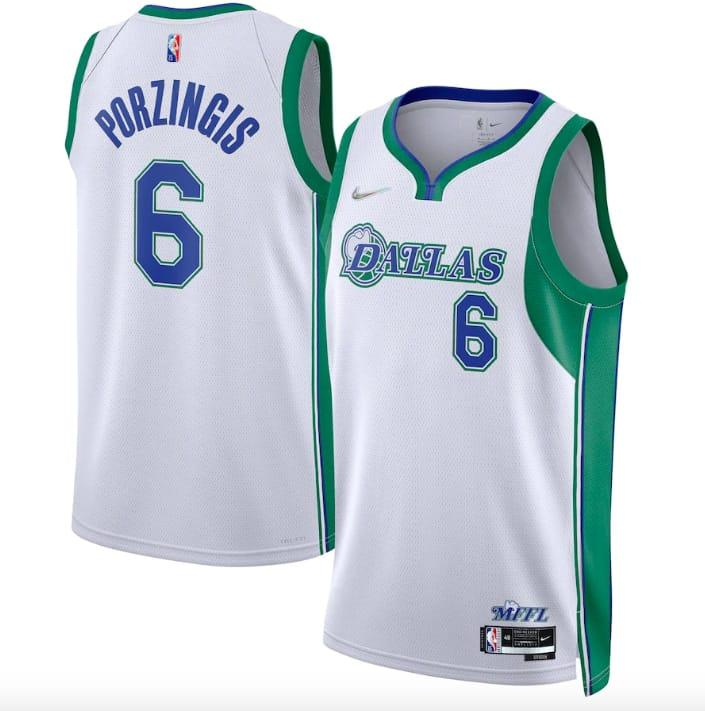 Баскетбольная джерси 2021-22 Dallas Mavericks #6 Kristaps Porzingis Nike City White Jersey