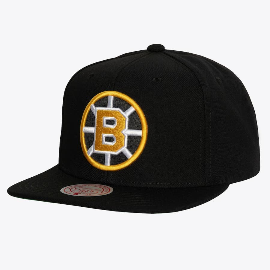 Бейсболка Mitchell & Ness Black Boston Bruins Alternate Flip Snapback Hat