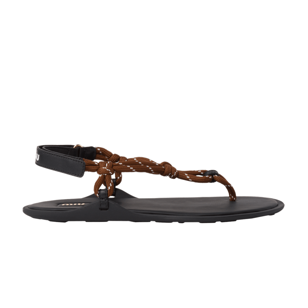 Miu Miu Wmns Riviere Cord Leather Sandal 'Tobacco'