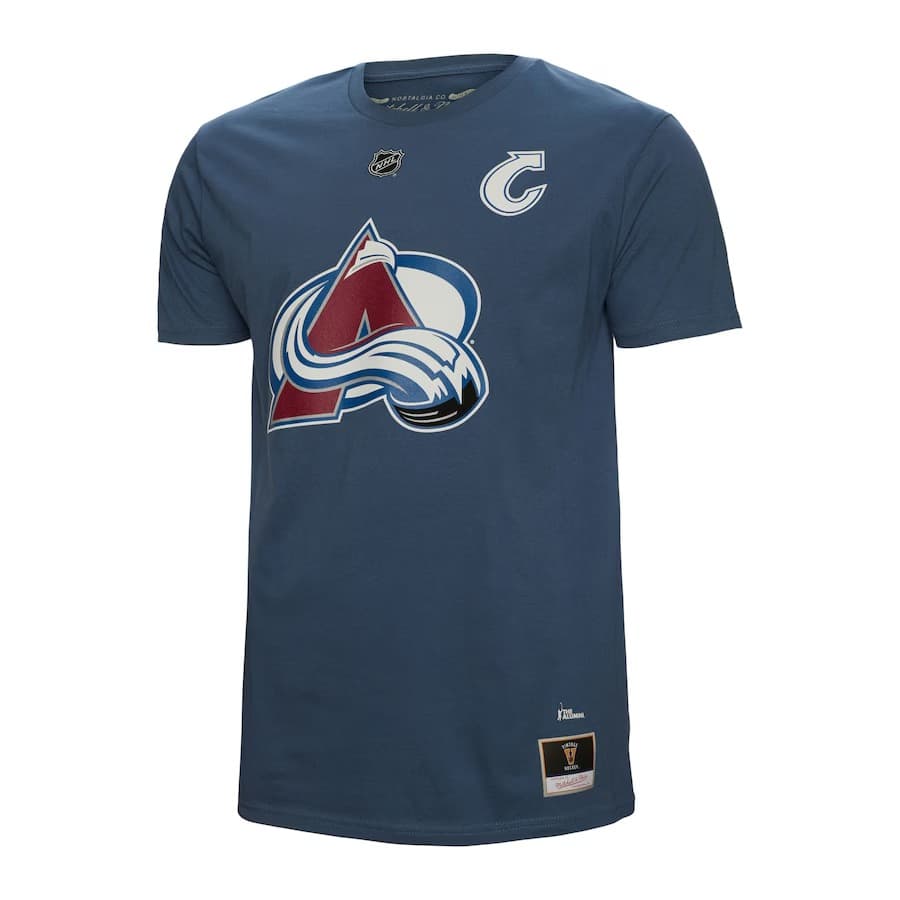 Футболка Mitchell & Ness Joe Sakic Blue Colorado Avalanche Name & Number T-Shirt