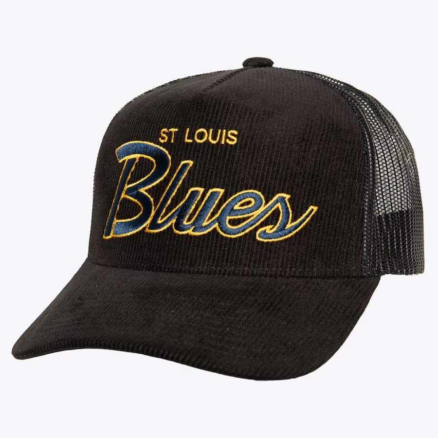 Бейсболка Mitchell & Ness Black St. Louis Blues Times Up Trucker Adjustable Hat
