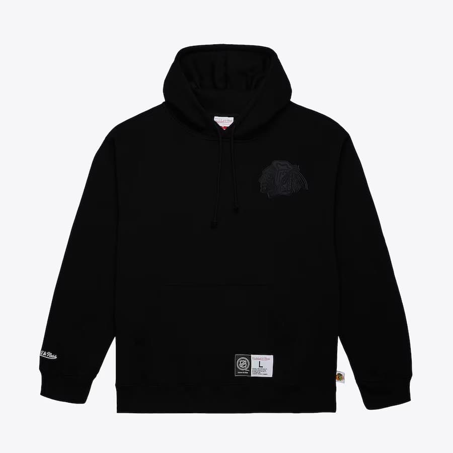 Худи Mitchell & Ness Black Chicago Blackhawks Tonal Logo Heavyweight Fleece Pullover Hoodie